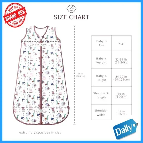 Organic Cotton Toddler Sleep Sack 2-4T Wearable Blanket 0.5 TOG